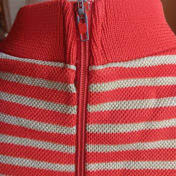 Medium Vintage Shirt Dress T-shirt Bee Logo Embroidery Back Zipper 1970's Mod - Picture 5 of 8